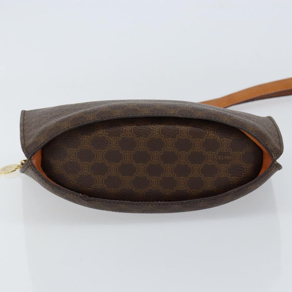 CELINE Macadam Canvas Shoulder Bag PVC Leather Brown Gold Auth 155469