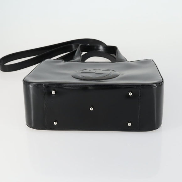 GUCCI Hand Bag Patent leather 2way Black Silver 000 2058 0504 5 Auth 155470