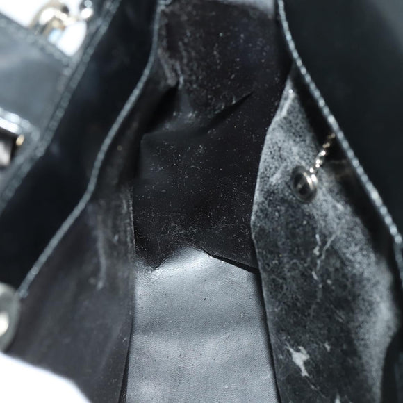 GUCCI Hand Bag Patent leather 2way Black Silver 000 2058 0504 5 Auth 155470