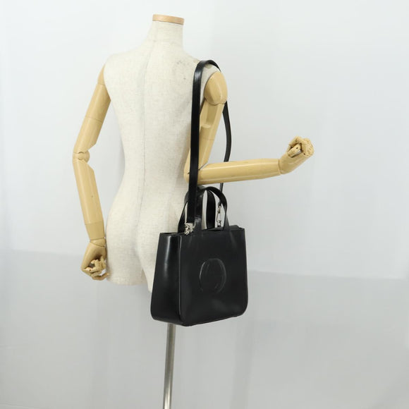 GUCCI Hand Bag Patent leather 2way Black Silver 000 2058 0504 5 Auth 155470