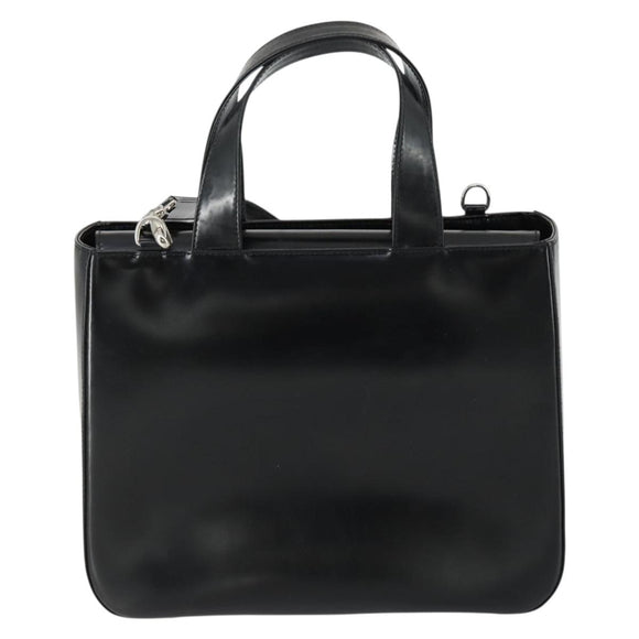GUCCI Hand Bag Patent leather 2way Black Silver 000 2058 0504 5 Auth 155470