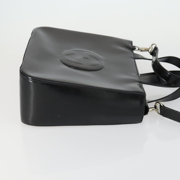 GUCCI Hand Bag Patent leather 2way Black Silver 000 2058 0504 5 Auth 155470