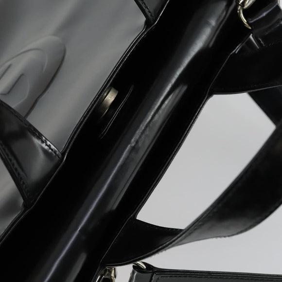 GUCCI Hand Bag Patent leather 2way Black Silver 000 2058 0504 5 Auth 155470