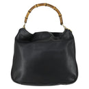 GUCCI Bamboo Shoulder Bag Leather 2way Black Gold 001 1577 Auth 155471-3