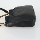 GUCCI Bamboo Shoulder Bag Leather 2way Black Gold 001 1577 Auth 155471-5