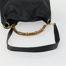 GUCCI Bamboo Shoulder Bag Leather 2way Black Gold 001 1577 Auth 155471-7