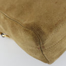 LOEWE Anagram Shoulder Bag Suede Beige Gold Auth 155473-14