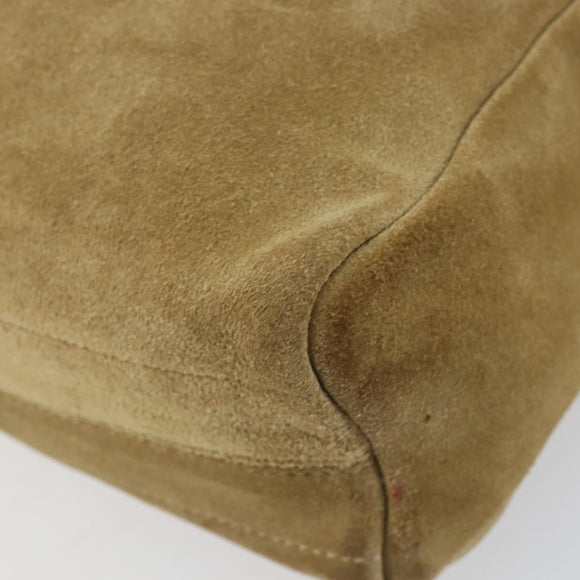 LOEWE Anagram Shoulder Bag Suede Beige Gold Auth 155473