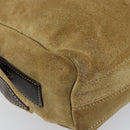 LOEWE Anagram Shoulder Bag Suede Beige Gold Auth 155473-16