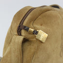 LOEWE Anagram Shoulder Bag Suede Beige Gold Auth 155473-10