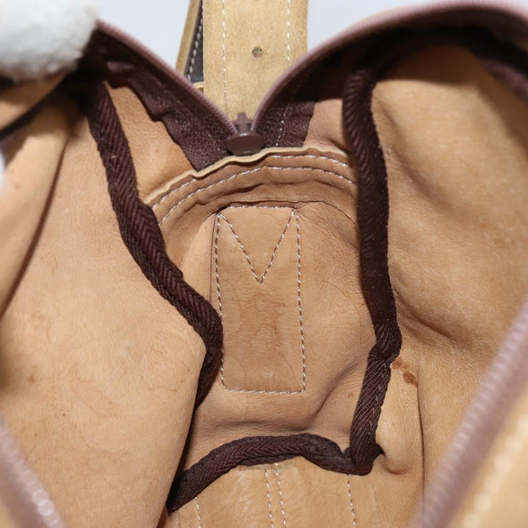 LOEWE Anagram Shoulder Bag Suede Beige Gold Auth 155473