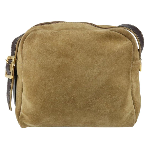 LOEWE Anagram Shoulder Bag Suede Beige Gold Auth 155473