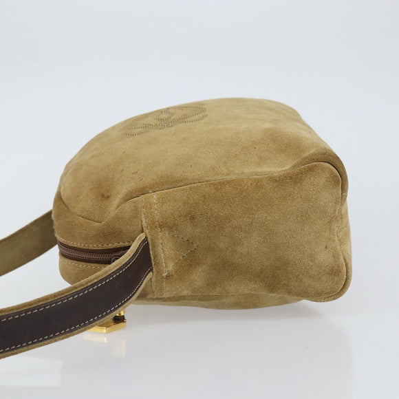 LOEWE Anagram Shoulder Bag Suede Beige Gold Auth 155473
