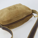 LOEWE Anagram Shoulder Bag Suede Beige Gold Auth 155473-6