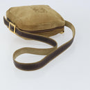 LOEWE Anagram Shoulder Bag Suede Beige Gold Auth 155473-7