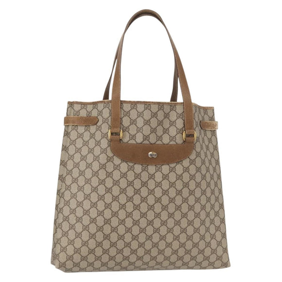 GUCCI GG Supreme Tote Bag PVC Beige Gold 39 02 061 Auth 155474