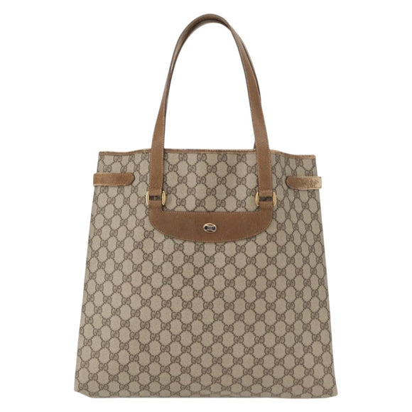 GUCCI GG Supreme Tote Bag PVC Beige Gold 39 02 061 Auth 155474