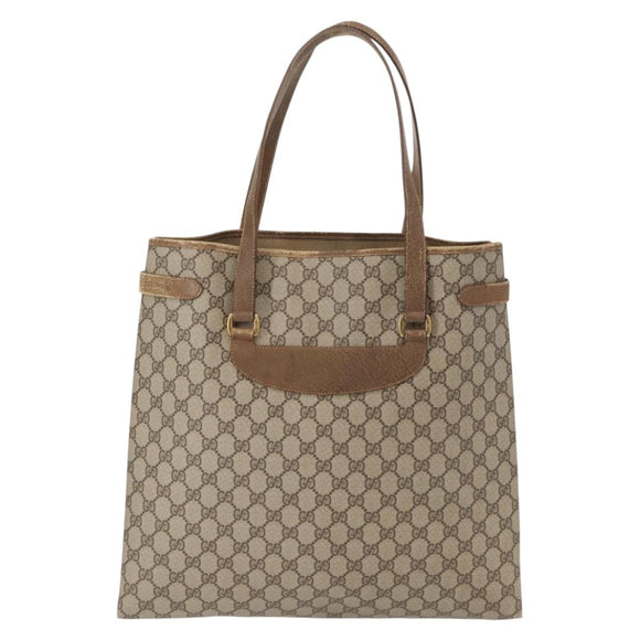 GUCCI GG Supreme Tote Bag PVC Beige Gold 39 02 061 Auth 155474