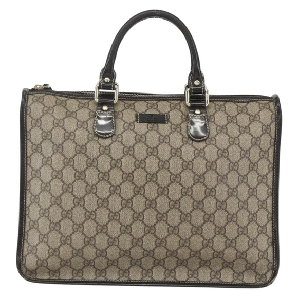 GUCCI GG Supreme Hand Bag PVC Beige Gold 190259 Auth 155475