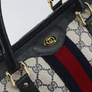 GUCCI GG Supreme Sherry Line Hand Bag PVC Navy Gold 20 001 302 Auth 155476-14
