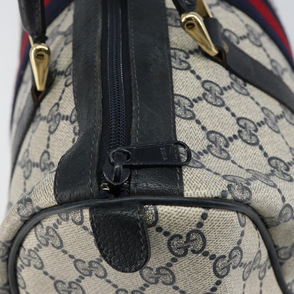 GUCCI GG Supreme Sherry Line Hand Bag PVC Navy Gold 20 001 302 Auth 155476