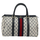 GUCCI GG Supreme Sherry Line Hand Bag PVC Navy Gold 20 001 302 Auth 155476-2