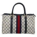 GUCCI GG Supreme Sherry Line Hand Bag PVC Navy Gold 20 001 302 Auth 155476-3