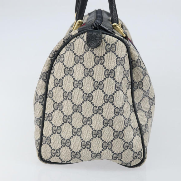 GUCCI GG Supreme Sherry Line Hand Bag PVC Navy Gold 20 001 302 Auth 155476