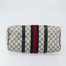 GUCCI GG Supreme Sherry Line Hand Bag PVC Navy Gold 20 001 302 Auth 155476-9