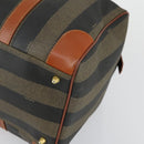 FENDI Pecan Canvas Boston Bag Black Brown gold Auth 155477-8