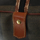FENDI Pecan Canvas Boston Bag Black Brown gold Auth 155477-18