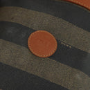 FENDI Pecan Canvas Boston Bag Black Brown gold Auth 155477-19