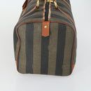 FENDI Pecan Canvas Boston Bag Black Brown gold Auth 155477-3