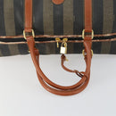 FENDI Pecan Canvas Boston Bag Black Brown gold Auth 155477-7