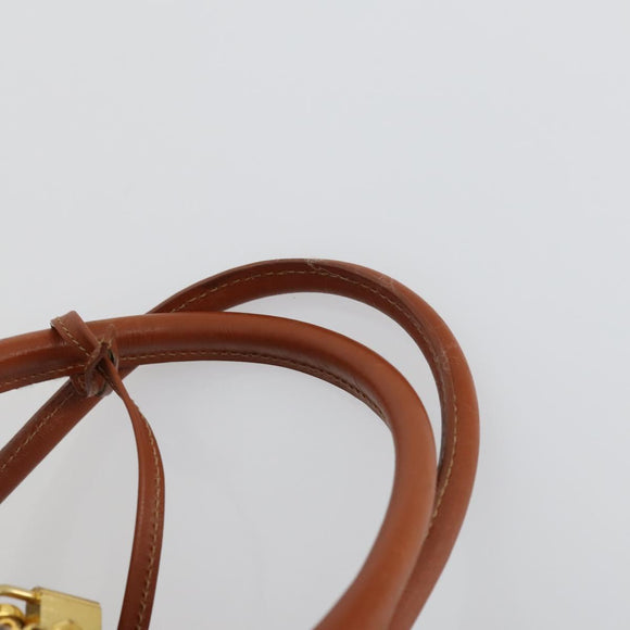 FENDI Pecan Canvas Boston Bag Black Brown gold Auth 155477