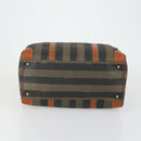 FENDI Pecan Canvas Boston Bag Black Brown gold Auth 155477-5