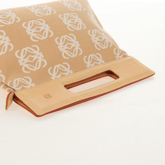 LOEWE Anagram Hand Bag Canvas Beige Gold Auth 155478V