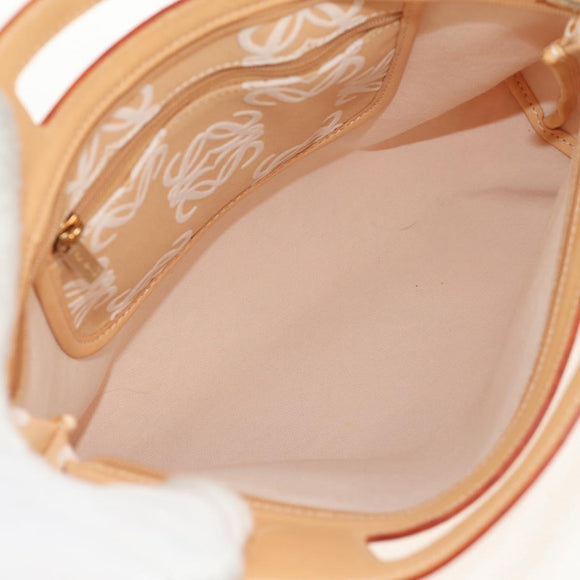 LOEWE Anagram Hand Bag Canvas Beige Gold Auth 155478V