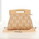 LOEWE Anagram Hand Bag Canvas Beige Gold Auth 155478V-12
