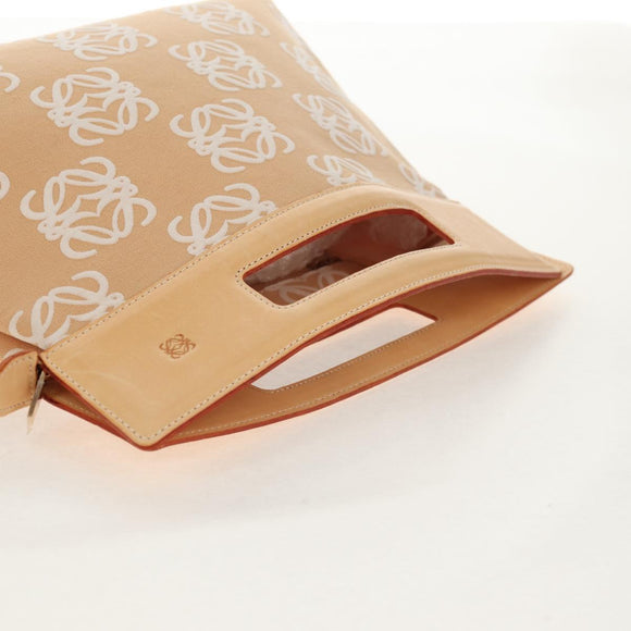 LOEWE Anagram Hand Bag Canvas Beige Gold Auth 155478V