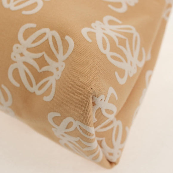 LOEWE Anagram Hand Bag Canvas Beige Gold Auth 155478V