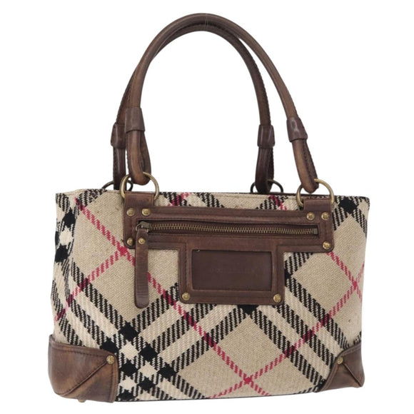 BURBERRY Nova Check Hand Bag Canvas Beige Auth 155496