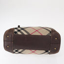 BURBERRY Nova Check Hand Bag Canvas Beige Auth 155496-10