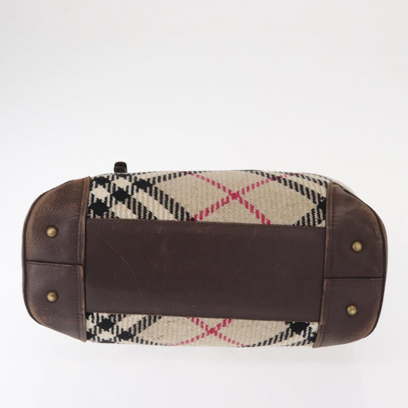 BURBERRY Nova Check Hand Bag Canvas Beige Auth 155496