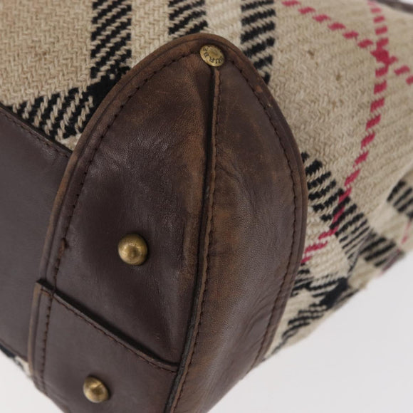 BURBERRY Nova Check Hand Bag Canvas Beige Auth 155496