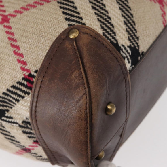 BURBERRY Nova Check Hand Bag Canvas Beige Auth 155496