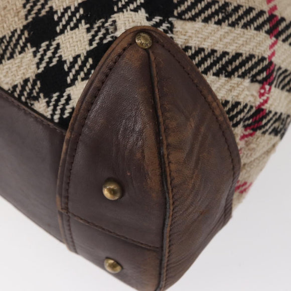 BURBERRY Nova Check Hand Bag Canvas Beige Auth 155496
