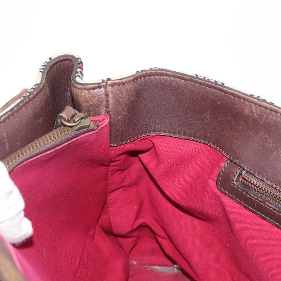 BURBERRY Nova Check Hand Bag Canvas Beige Auth 155496