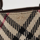 BURBERRY Nova Check Hand Bag Canvas Beige Auth 155496-4