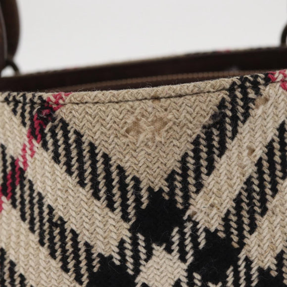 BURBERRY Nova Check Hand Bag Canvas Beige Auth 155496